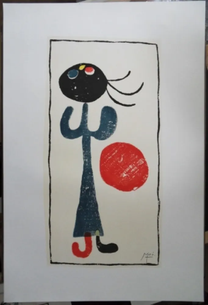 Lithografie Miró - Petite fille au ballon rouge