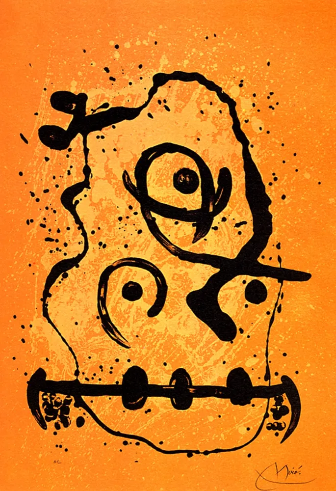 Lithografie Miró - Polyglotte Orange
