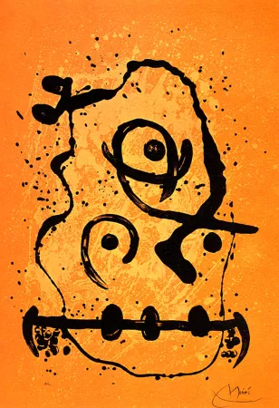 Lithografie Miró - Polyglotte Orange