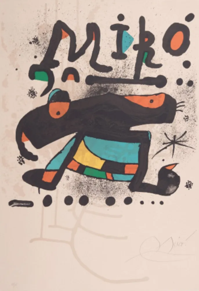 Lithografie Miró - Poster for the exhibition '100 sculptures'