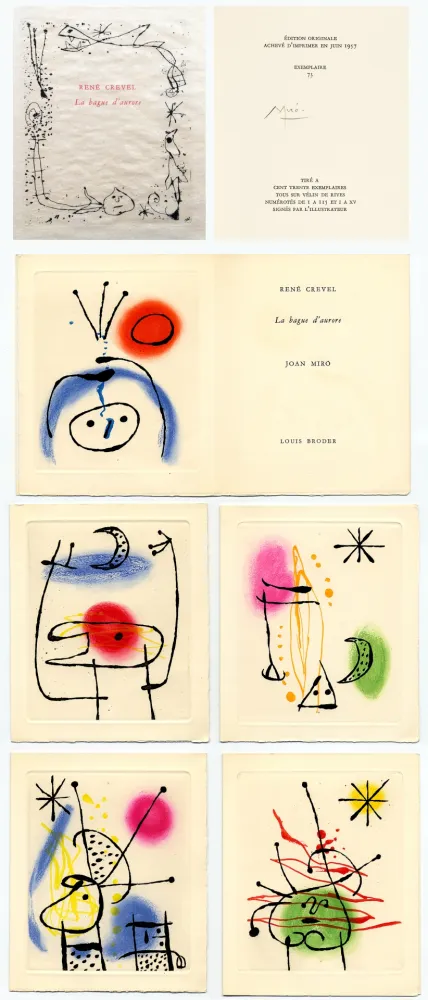 Geïllustreerd Boek Miró - René Crevel. LA BAGUE D'AURORE. 6 eaux-fortes originales de Miró (1957).