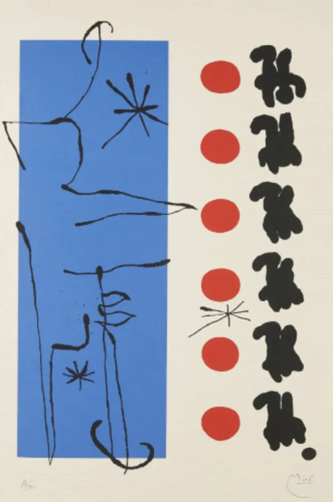 Lithografie Miró - Rouge et Bleu