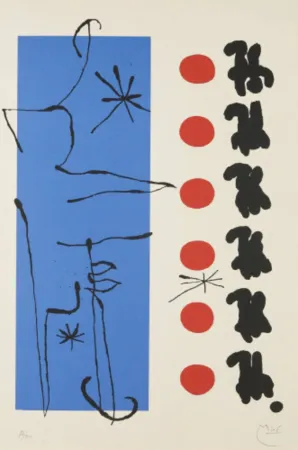Lithografie Miró - Rouge et Bleu