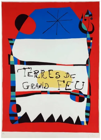 Lithografie Miró - TERRES DE GRAND FEU. MIRO ARTIGAS. Exposition 1956. Signée par l'artiste.