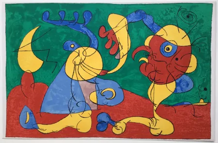 Lithografie Miró - UBU ROI : LES NOBLES A LA NAPPE (1966).