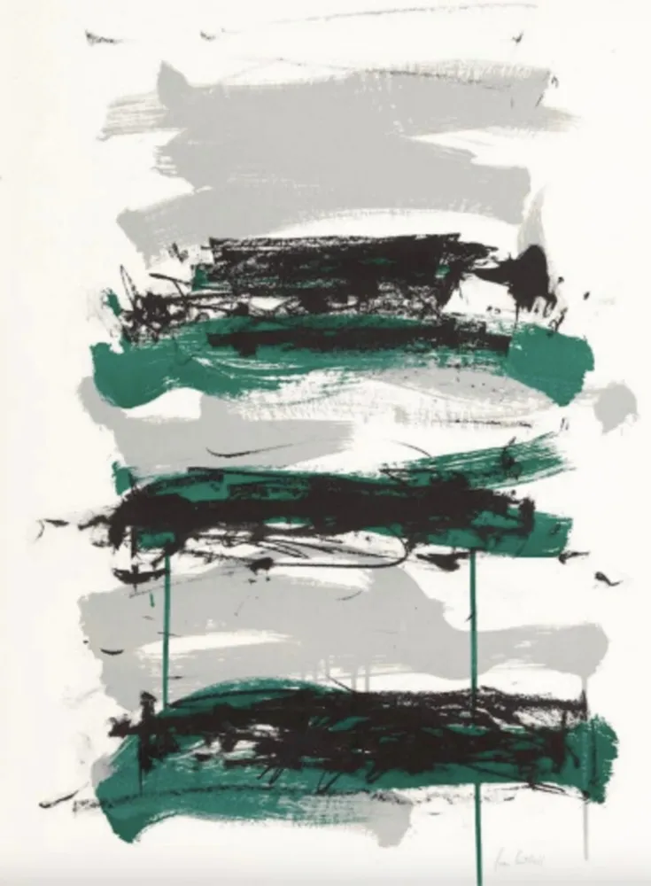 Lithografie Mitchell - Champs - Black, Grey and Green