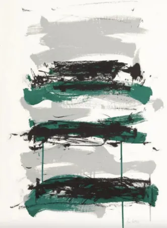 Lithografie Mitchell - Champs - Black, Grey and Green