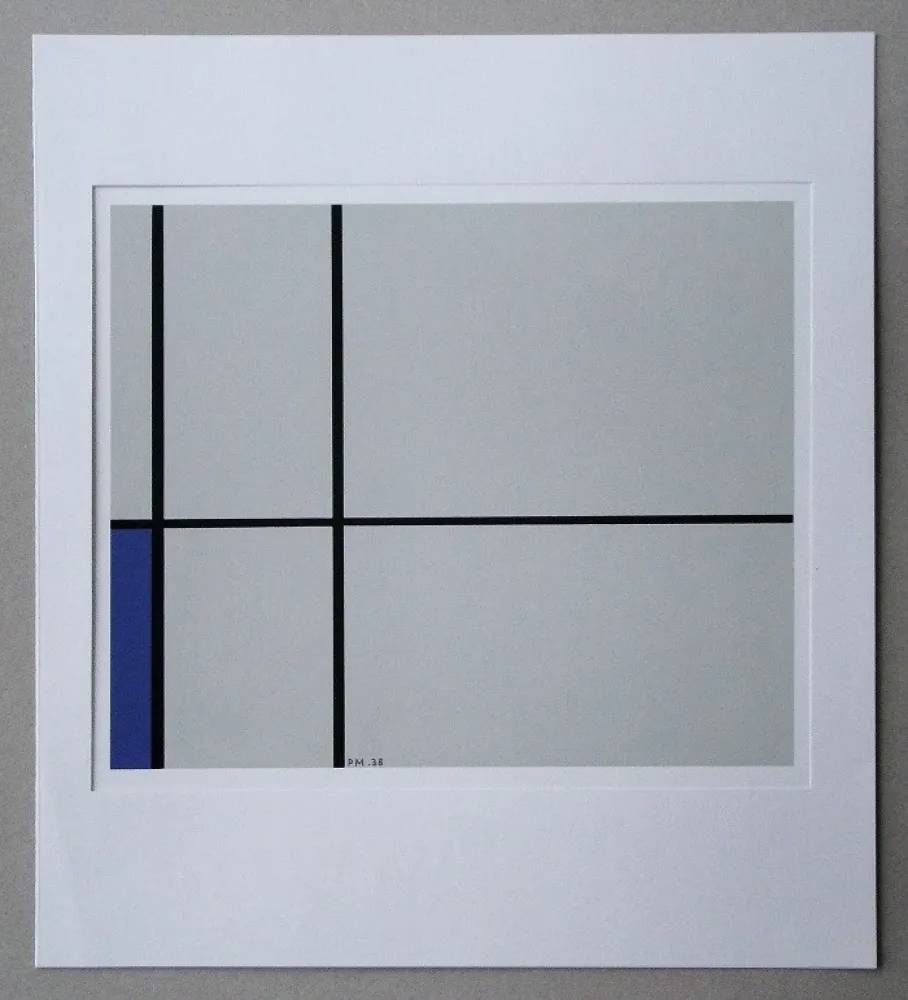 Zeefdruk Mondrian - Compositie met blauw - 1938