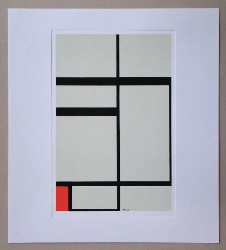 Zeefdruk Mondrian - Compositie met rood - 1931