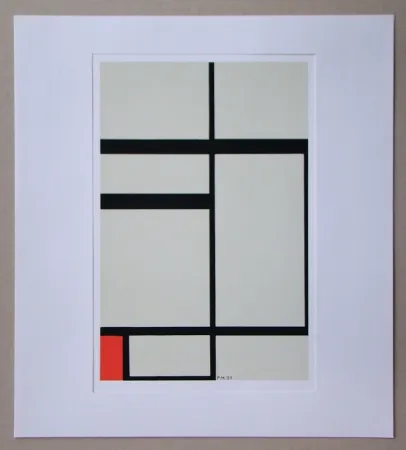 Zeefdruk Mondrian - Compositie met rood - 1931