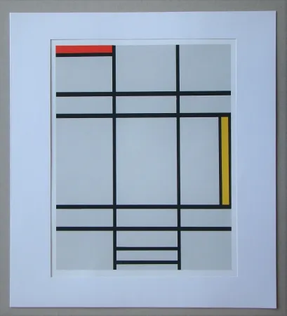 Zeefdruk Mondrian - Compositie met rood en geel - 1935