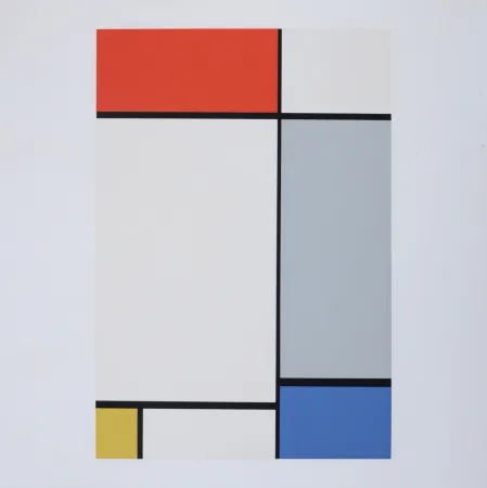 Zeefdruk Mondrian - Composition in Red, Yellow, Blue and Gray, 1967