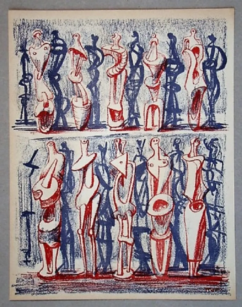 Lithografie Moore - Figures and shadows
