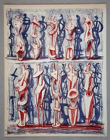 Lithografie Moore - Figures and shadows