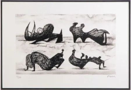 Lithografie Moore - Four silhouette figures
