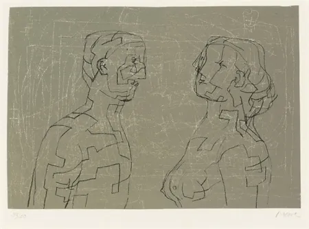Lithografie Moore - Man and woman