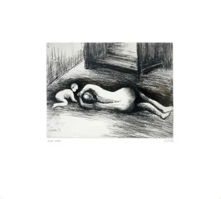 Ets En Aquatint Moore - Mother and Child XV