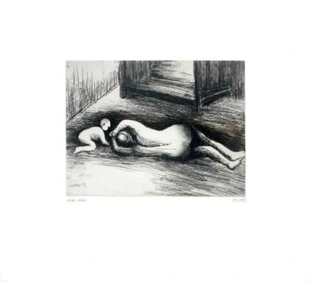 Ets En Aquatint Moore - Mother and child XV