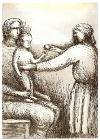 Ets En Aquatint Moore - Mother & Child XXI