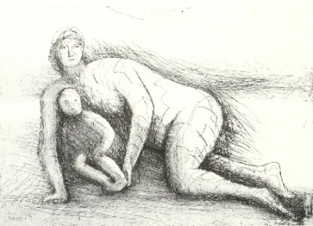 Ets En Aquatint Moore - Mother & Child XXIV