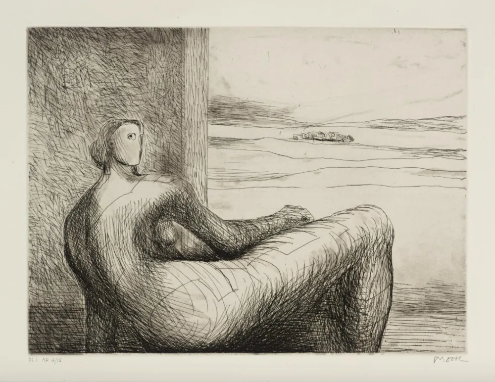 Ets En Aquatint Moore - Reclining Figure