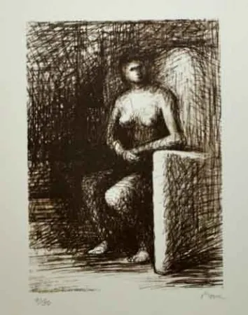 Lithografie Moore - SEATED FIGURE III DARK ROOM