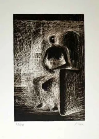 Lithografie Moore - SEATED FIGURE IV REVERSE LIGHTING