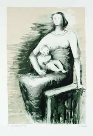 Lithografie Moore - Seated Mother & Child