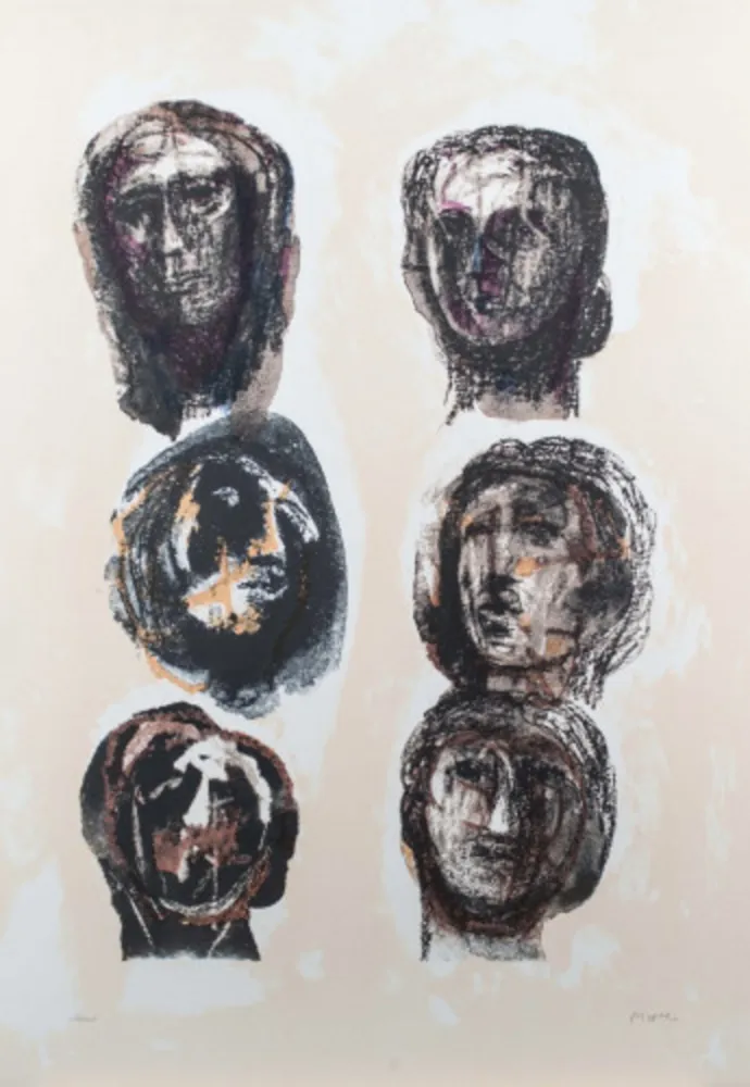 Lithografie Moore - Six Heads Olympians