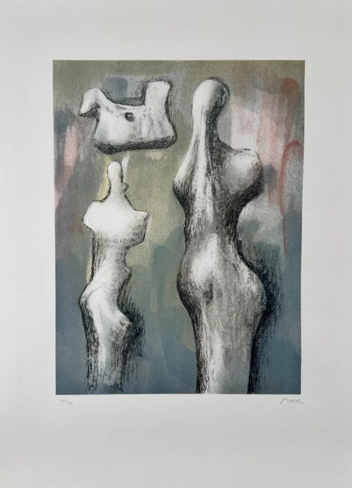 Lithografie Moore - Three Sculptures Ideas 