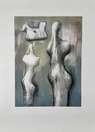 Lithografie Moore - Three Sculptures Ideas 