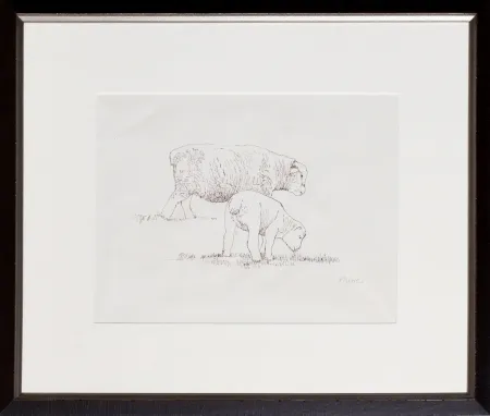 Lithografie Moore - Two Fat Lambs