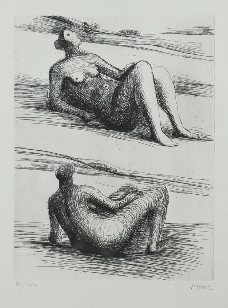 Ets En Aquatint Moore - Two reclining figures