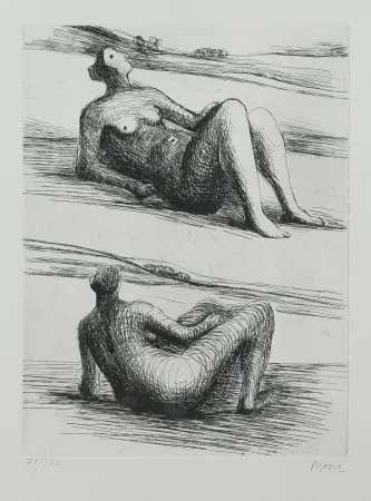 Ets En Aquatint Moore - Two reclining figures
