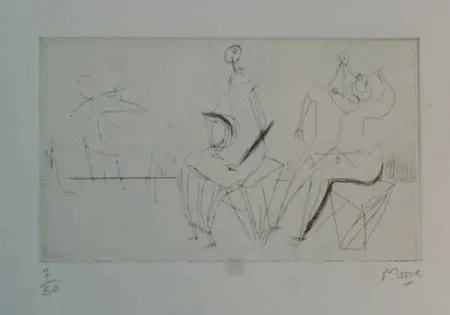 Ets Moore - TWO SEATED FIGURES I