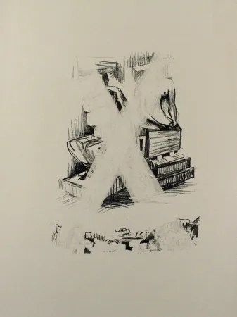 Lithografie Moore - Two Seated Figures in Stone