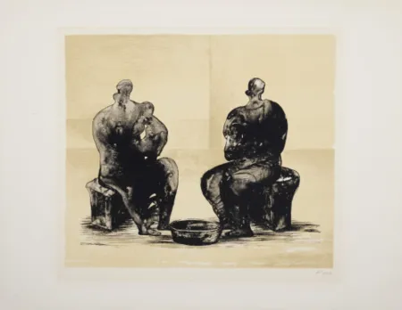 Lithografie Moore - Two Women Bathing Child II (C. 310)