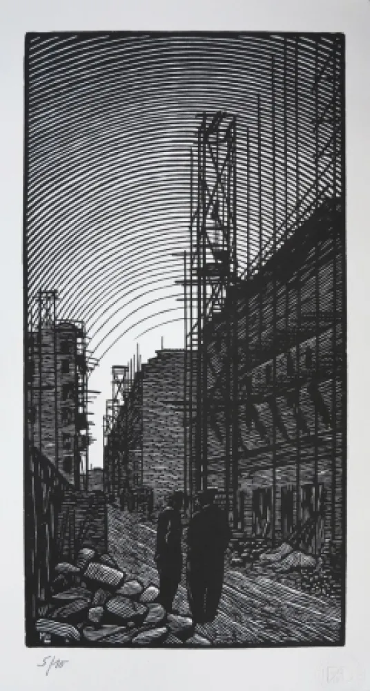 Houtsnede Moreau - Ateliers de Montreuil - Montreuil City / Plant - France 1912