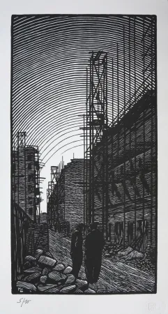 Houtsnede Moreau - Ateliers de Montreuil - Montreuil City / Plant - France 1912