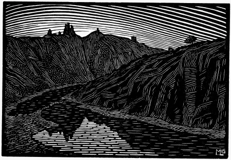 Houtsnede Moreau - LA RIVIERE (Bretagne) / THE RIVER (Bretagne - France) - Gravure s/bois / Woodcut - 1912