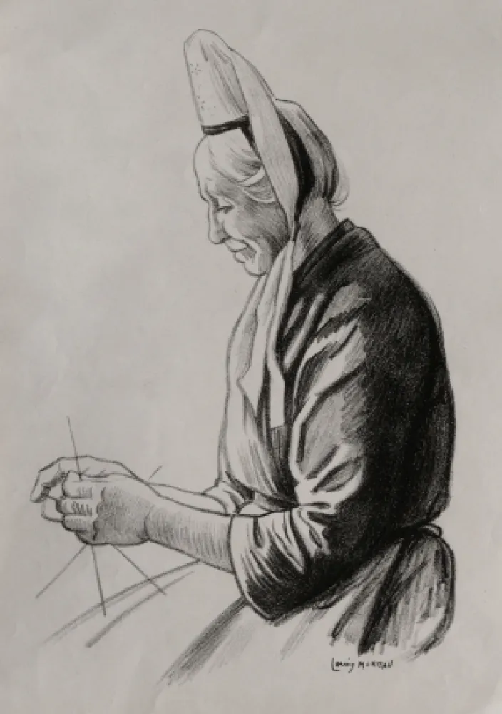 Lithografie Moreau - PAYSANNE BRETONNE / BRITTANY FARMER - France 1908