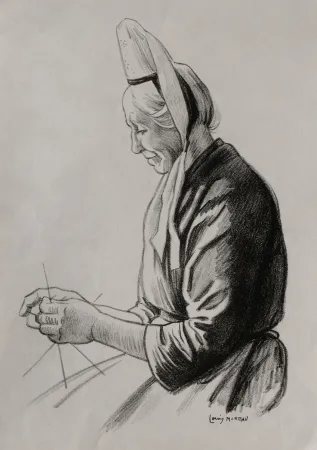 Lithografie Moreau - PAYSANNE BRETONNE / BRITTANY FARMER - France 1908