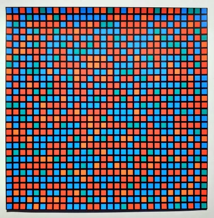 Zeefdruk Morellet - Chartres bleu rouge