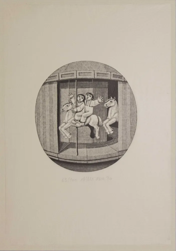 Houtsnede Morena - Il cavallo bianco