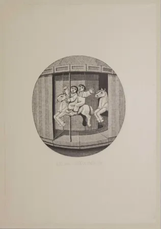 Houtsnede Morena - Il cavallo bianco