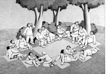 Houtsnede Morena - La scampagnata