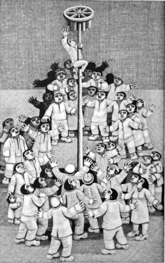 Houtsnede Morena - L'albero della cuccagna