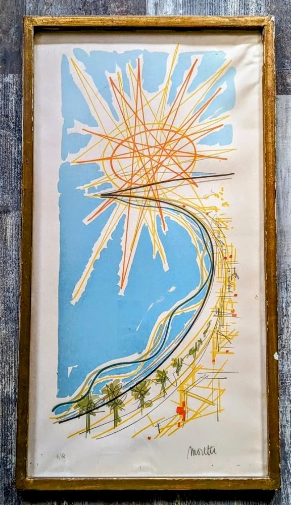 Lithografie Moretti - Raymond Moretti - Hand-signed Original Lithograph, Cannes, '60s