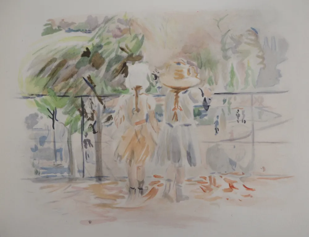 Lithografie Morisot - Deux fillettes au Jardin des Tuileries