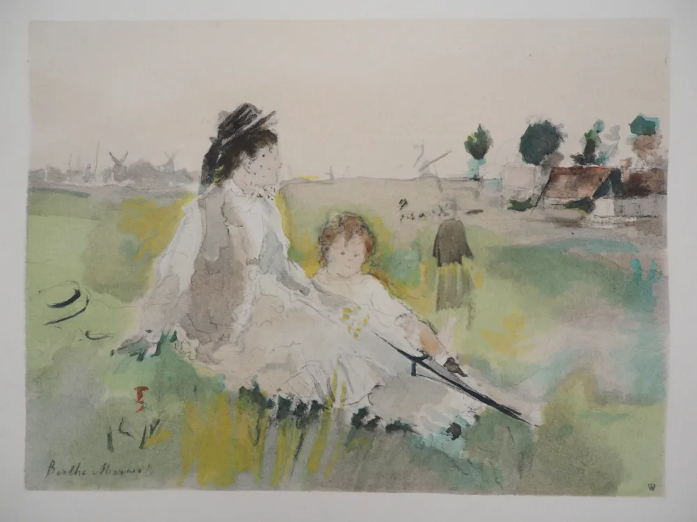 Lithografie Morisot - Famille à la campagne